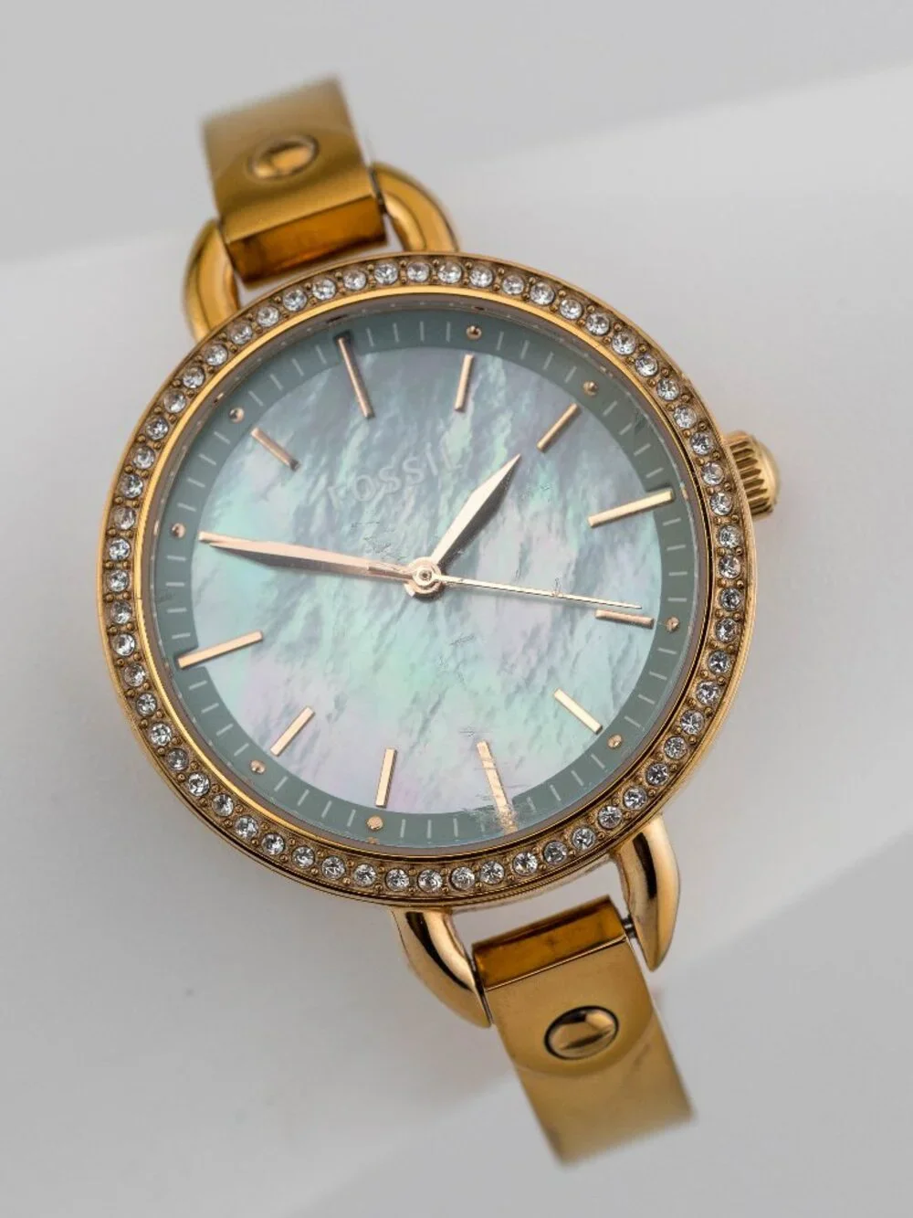 Fossil BQ3277 Crystal Mother of Pearl Quartz Analog Women's Watch New Battery